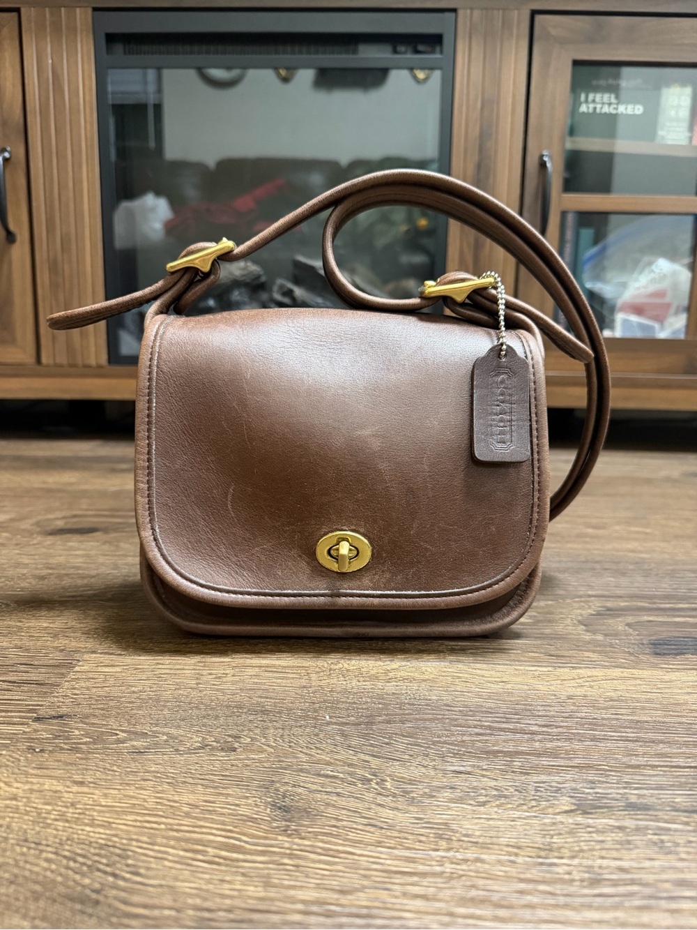Coach Brown Leather Turn-Lock Crossbody Bag